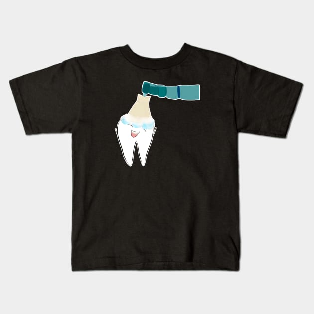 Happy Dental Cleaning Kids T-Shirt by Happimola